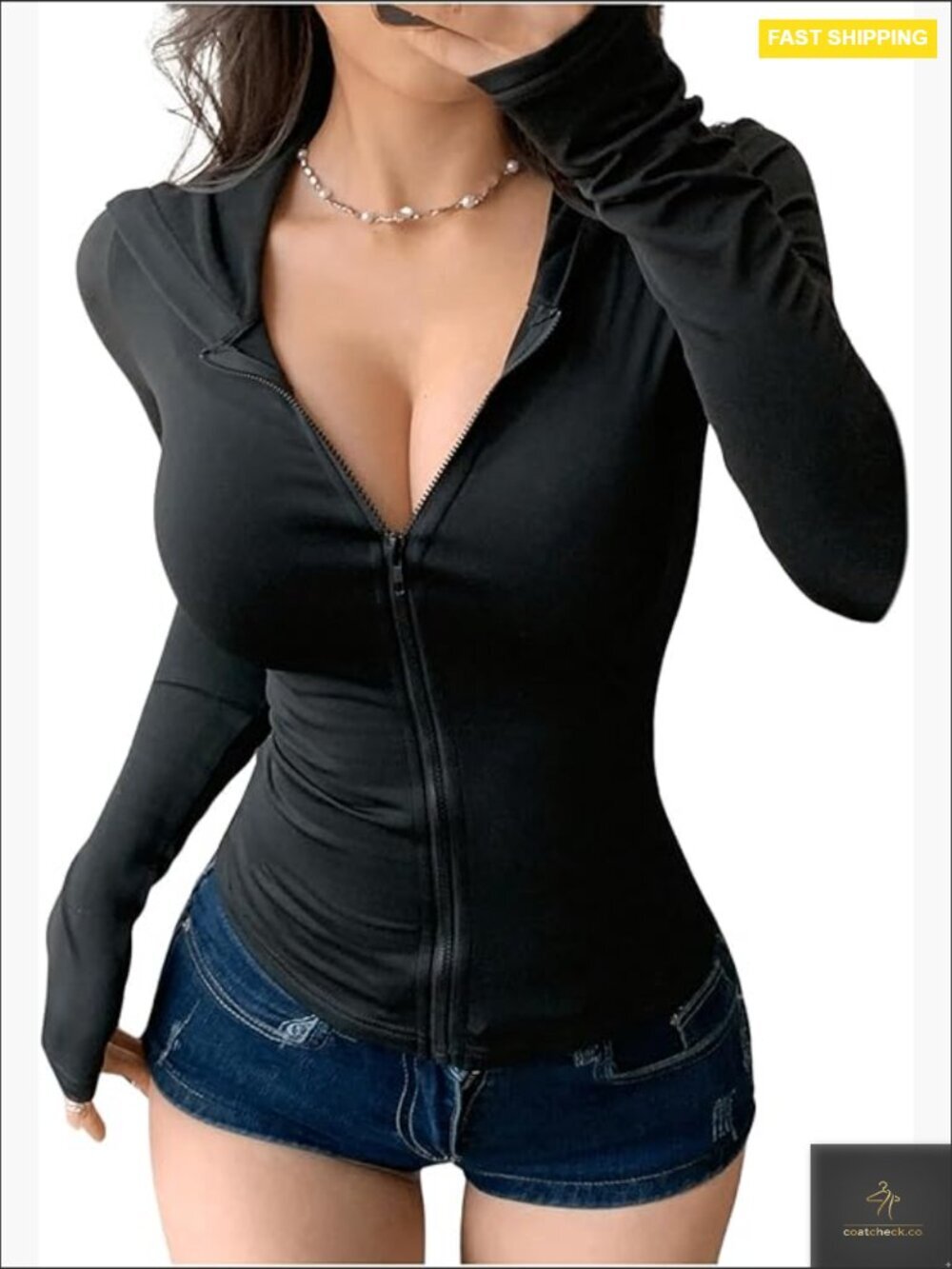 Hooded Zip Up Workout Jacket Athletic Yoga Top Slim Fit Long Sleeve Lightweight